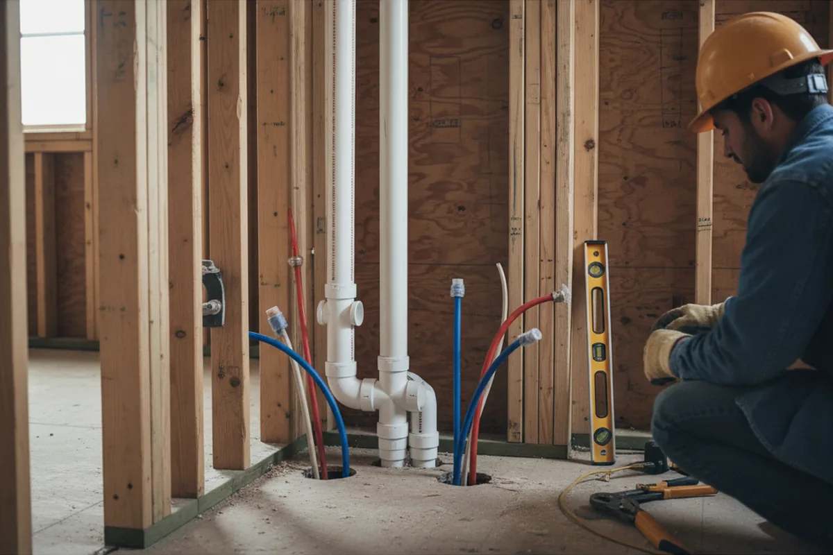 Drain and supply rough-in during Leak Detection in Tollesboro