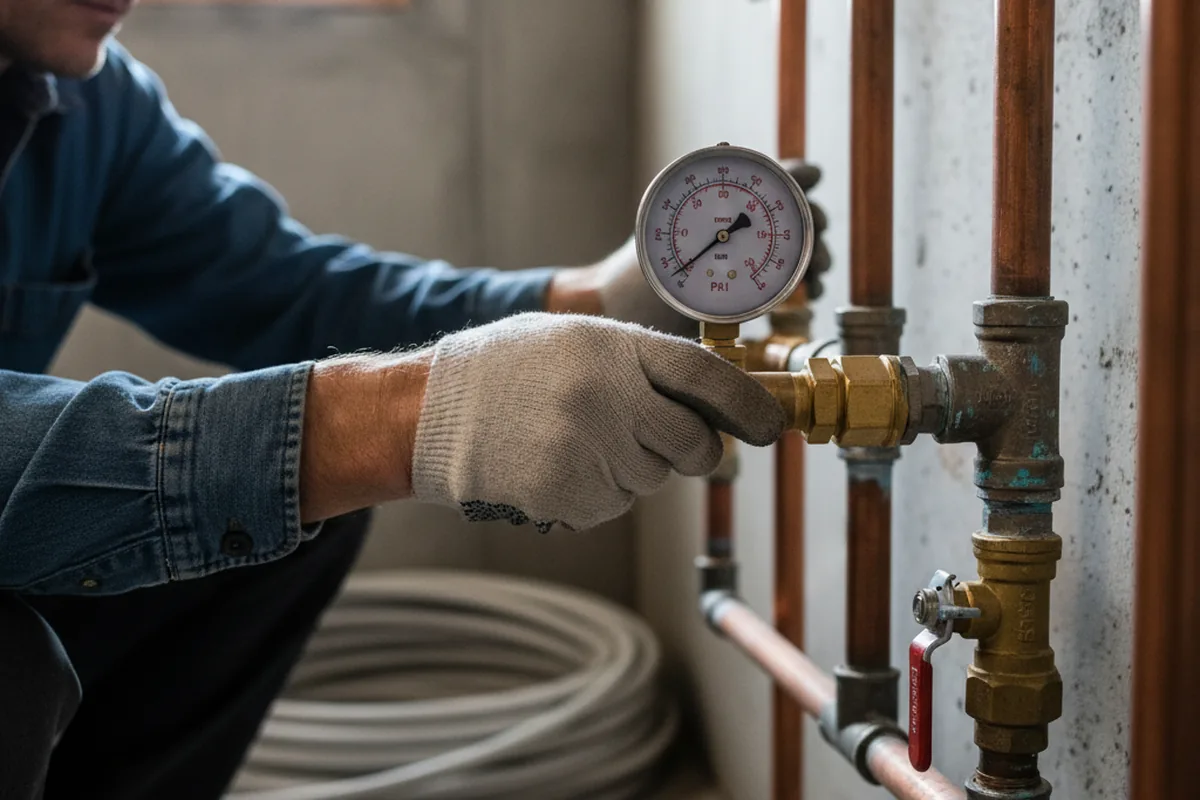 Pressure testing a repaired line during Water Line Repair in Tollesboro